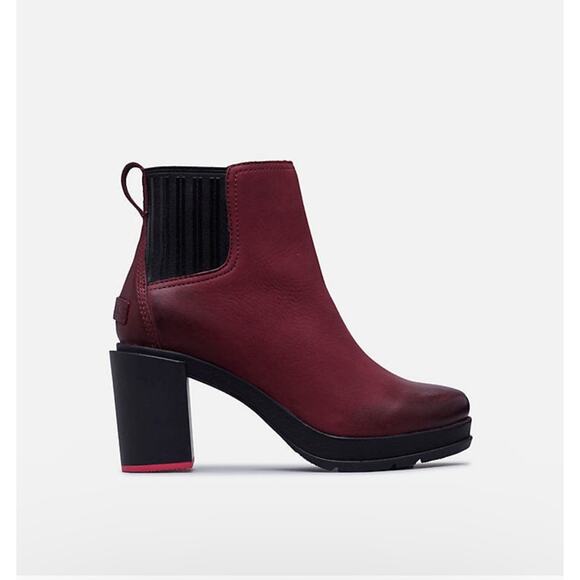 Sorel Shoes - Sorel Rich Wine Margo Chelsea Block Heeled  Platform Boots Women's Size 9